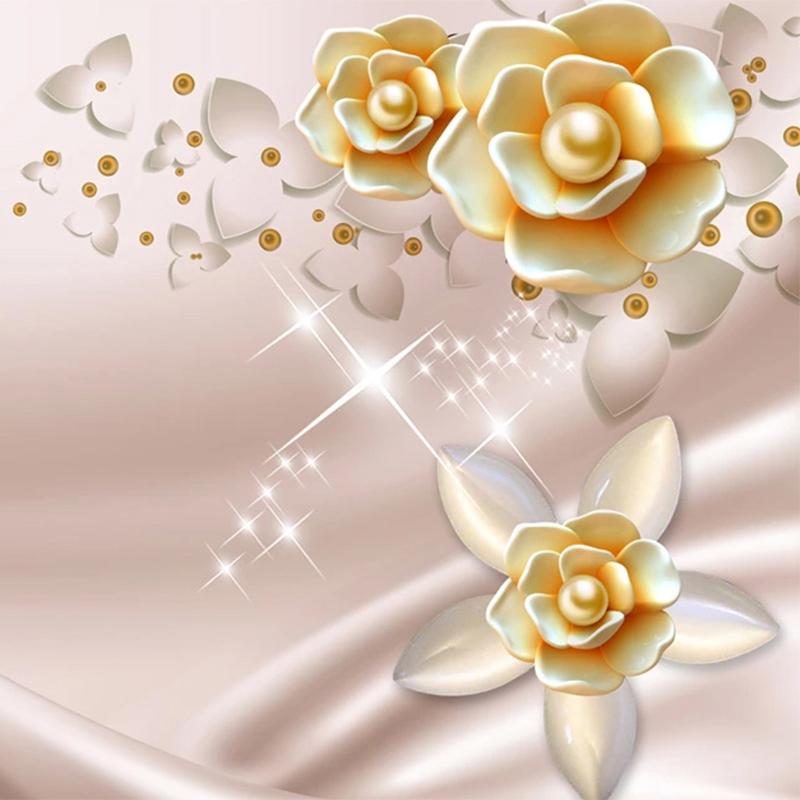 Mural Wallpaper 3D Lotus Flowers Jewelry Fresco Living Room TV Sofa Bedroom Background Wall Mural Home Decor