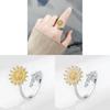 Sunflower Adjustable Ring With Cubic Zirconia And Geometric Design For Women