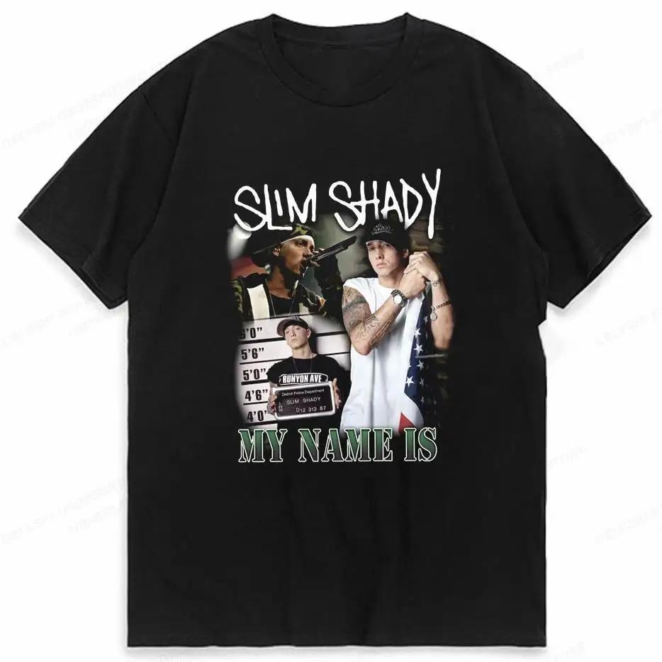 2025 Sommer Rapper Eminem Grafikbedrucktes T-Shirt Herren Retro Reine Baumwolle HipHop Mode Lässig Locker geschnittenes T-Shirt Damen