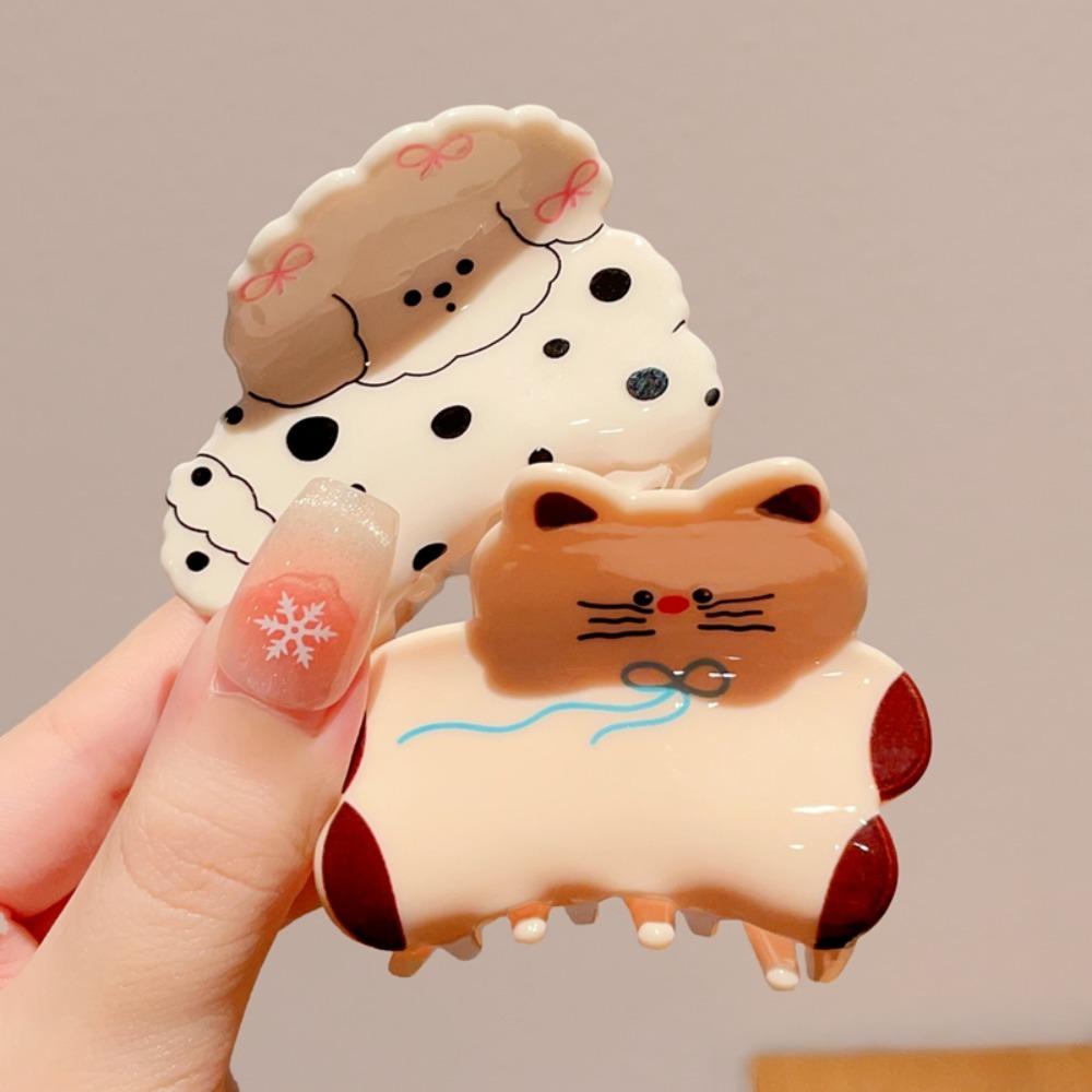 Acrylic Plaid Dog Crab Clip Puppy Spotted Cat Hair Clip Sweet Cartoon Animal Hair Claw  Headdress