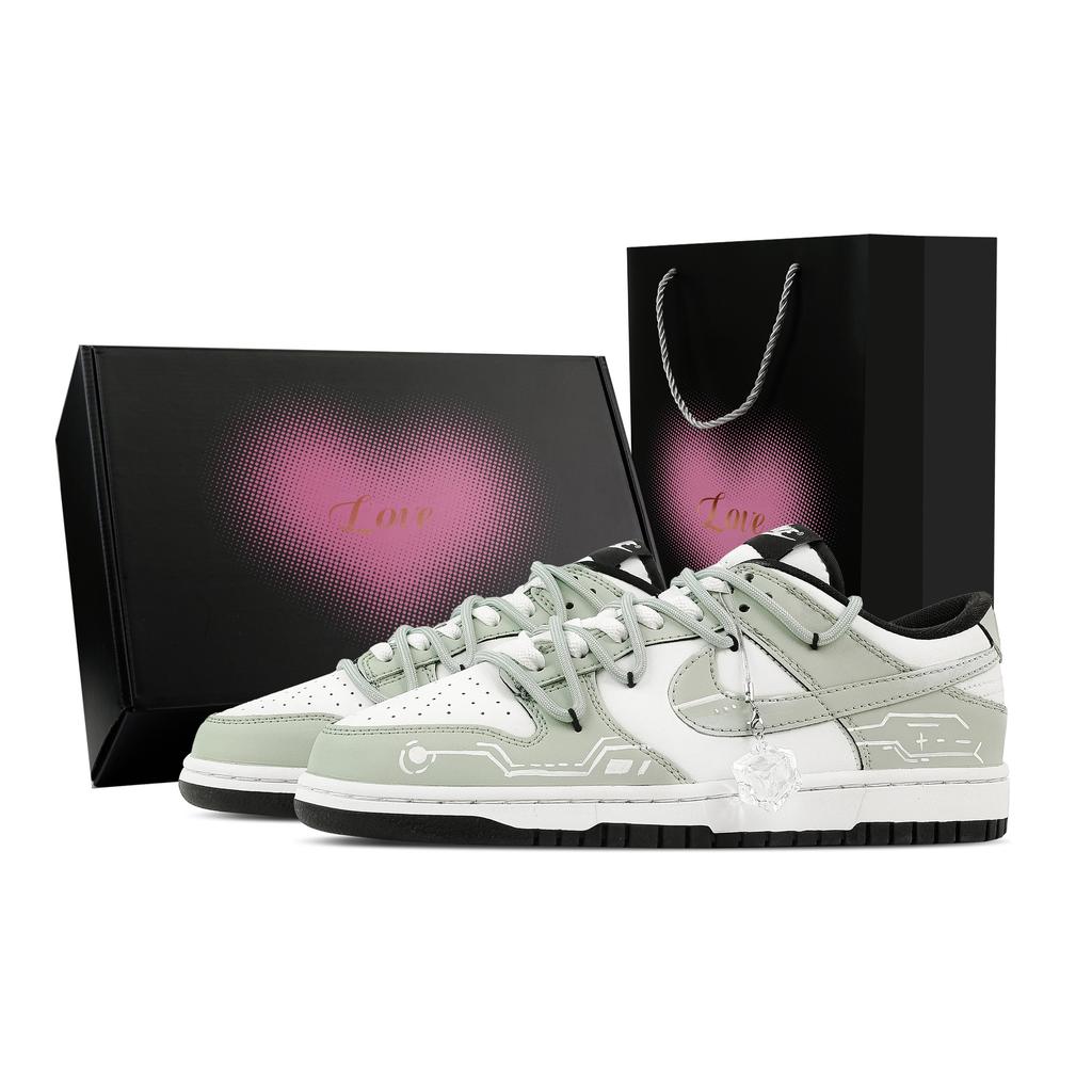 Nike Dunk Cyber Blue And White Porcelain, Heart Box Leather Abrasion Resistant Low top Skateboard Shoes Unisex DD1391-100(Team773--)