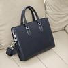 Men's Genuine Leather Anti-Theft Fingerprint Lock Briefcase - Top Layer Cowhide, Large Capacity, High-End Business Commute Handbag