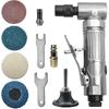 Angle Air Die Grinder 1/4" with 4 Pcs 2" Roll Lock Sanding Discs, Polished Color Angle Pneumatic Die Grinder