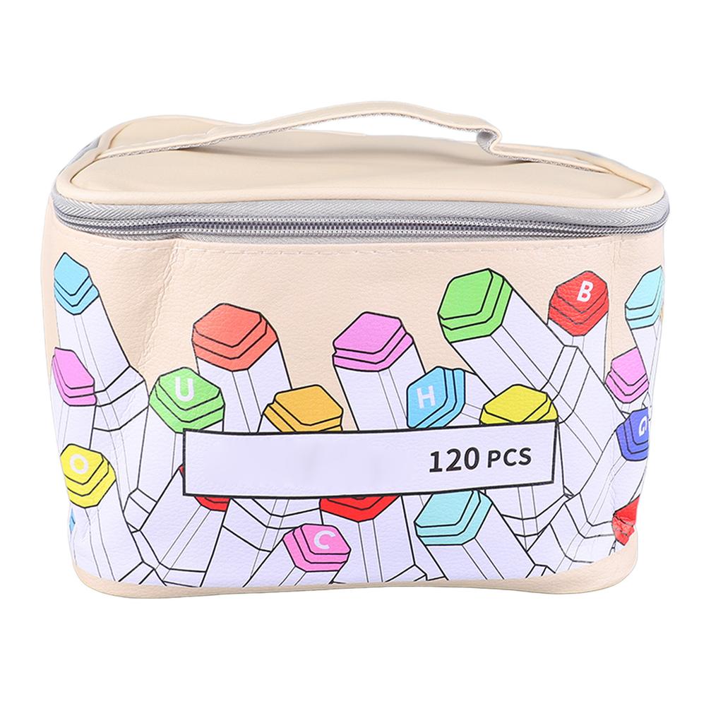 Marker Case 120 Storage Holders with Handle Large Opening Prevent Deformation PU Leather Marker