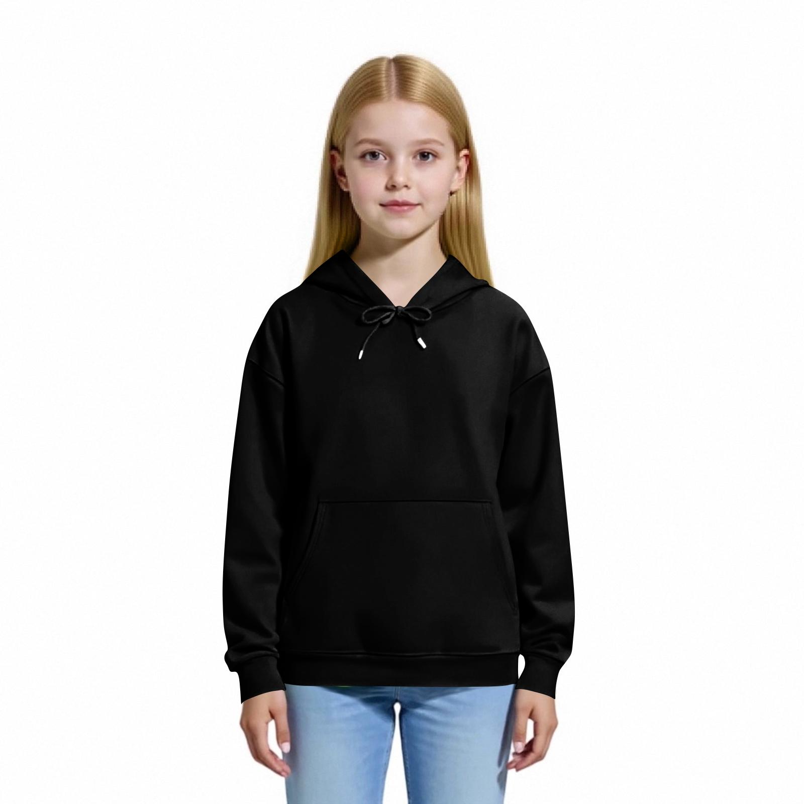 

Детская толстовка с капюшоном для мальчиков и девочек, модная толстовка с длинными рукавами и принтом 160 чёрный