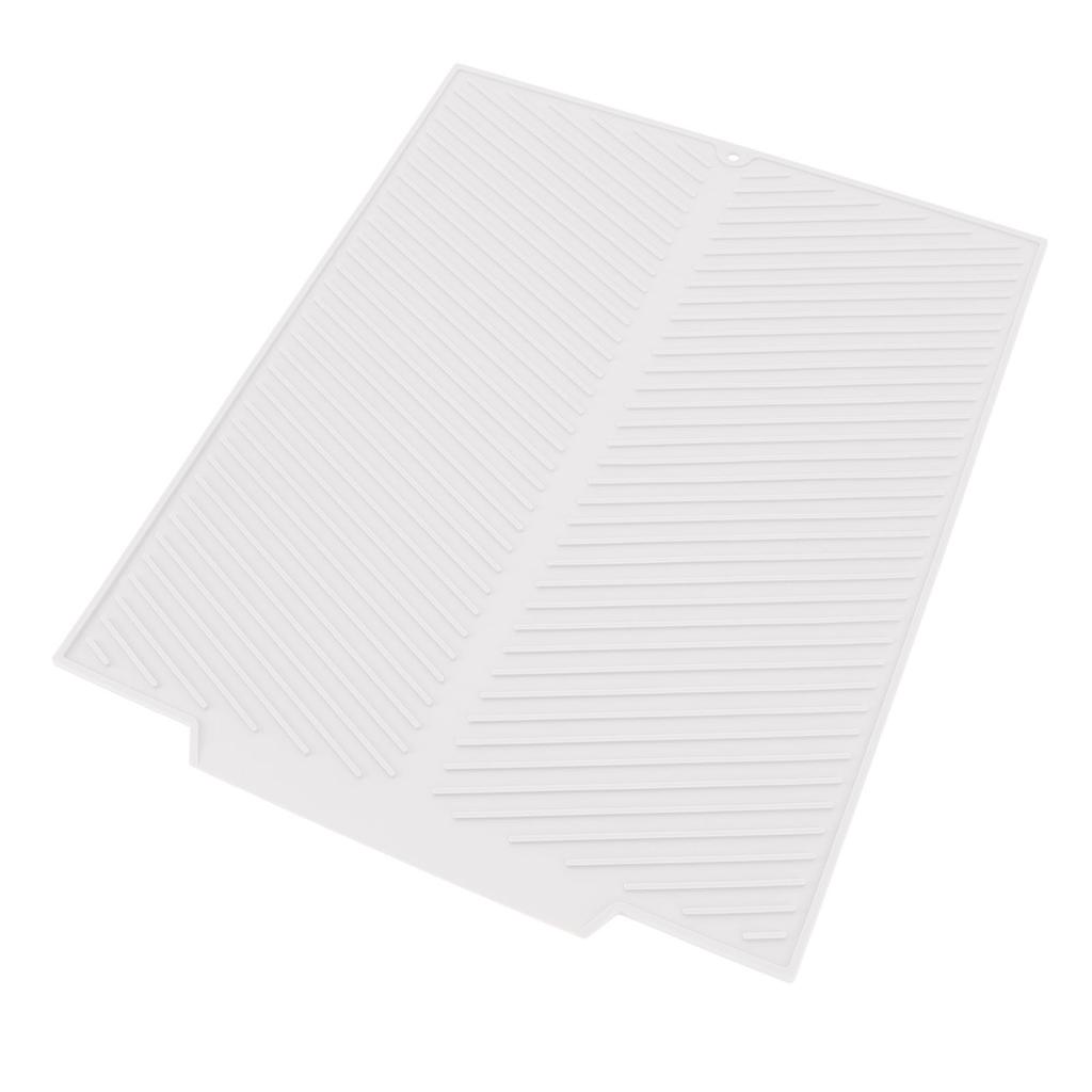 Silicone Dish Drying Mat 485x405mm Heat Resistant Non Slip Kitchen Counter Drain Pad for Home White