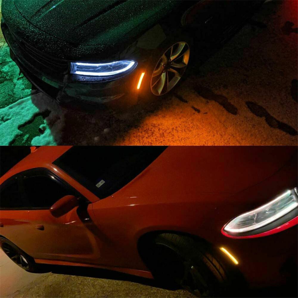 4 Stück LED Seitenmarkierungsleuchten Vorne Hinten Für 2015-2023 Dodge Charger Getönte Linse