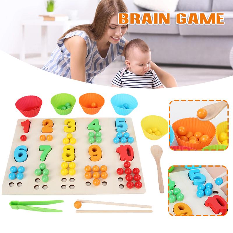 Wooden Arithmetic Clip Beads Preschool Toy Early Cognitive Educational Toy For Kids