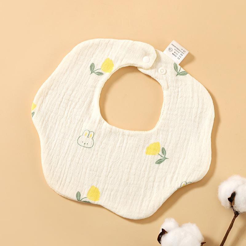 6-Layer Cotton Gauze Petal Baby Bib - 360° Newborn Anti-Spit-Up Towel for Summer