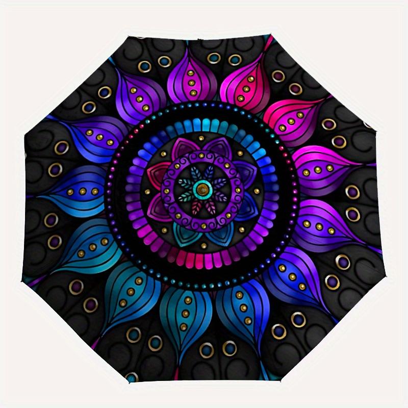 1pc Mandala Artwork Automatic Opening/closing umbrella, Reinforced 8-Rib Construction, Compact Travel Umbrella yy250808121