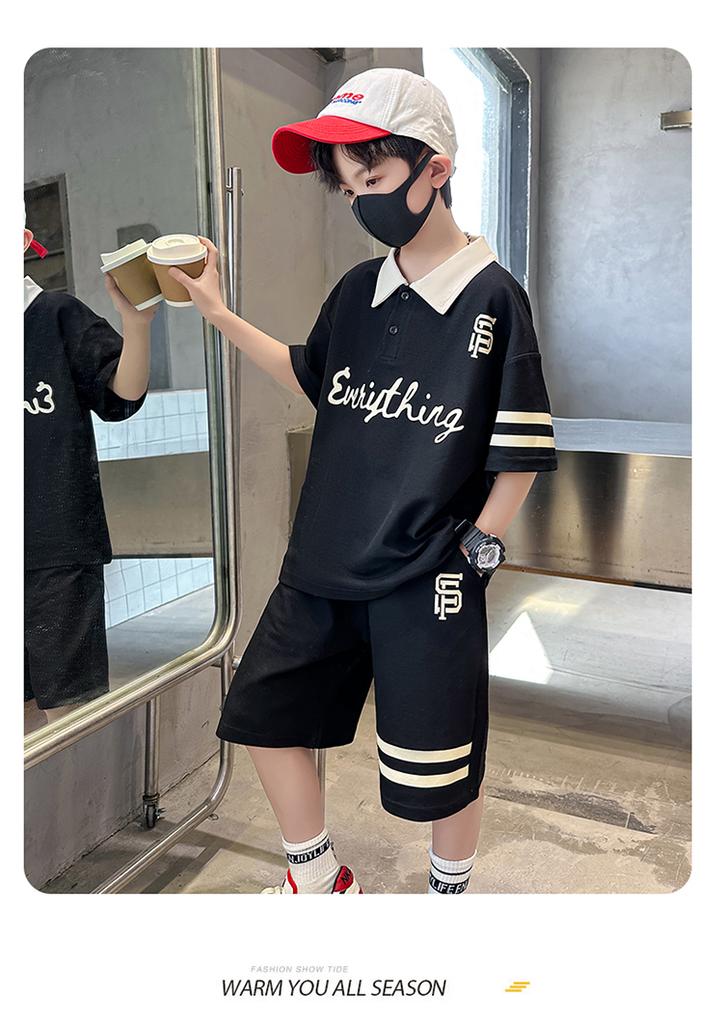 Children's Clothing Boys Summer Short-Sleeved Polo Shirt Set