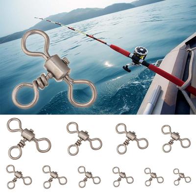 Srolling Bearing Barrel 3 Way Bearing Swivel Cross Line Fishhook Connector T-shape Fishing Swivels
