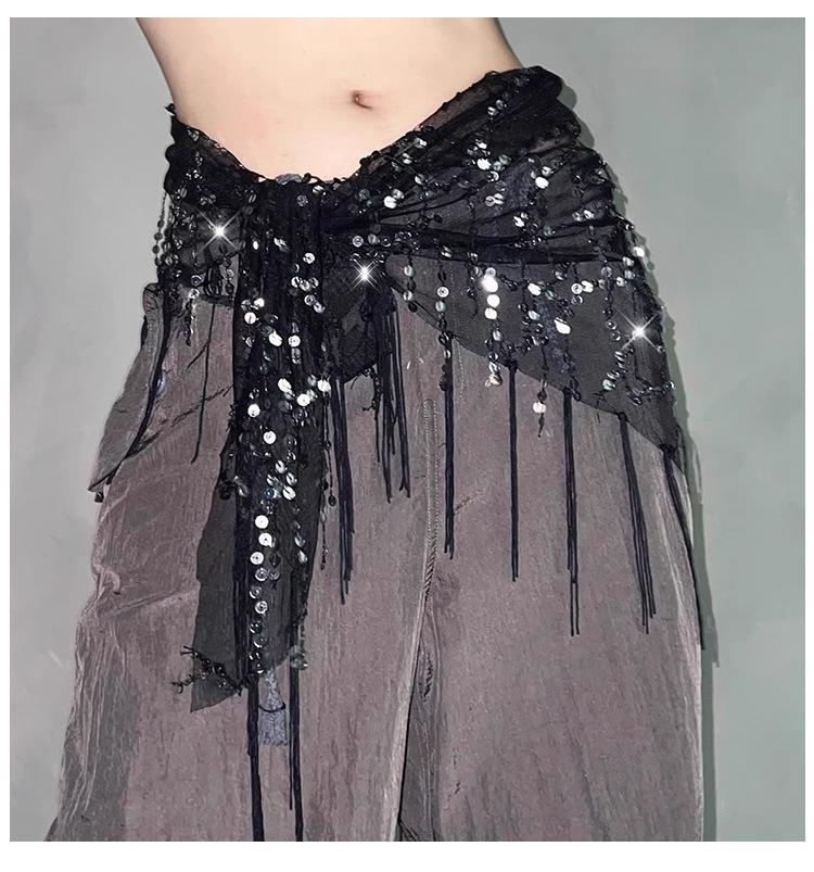 Trendig Paljetttofs Höftscarf - Mångsidigt Midjeaccessoar för Jazz- & Streetdans