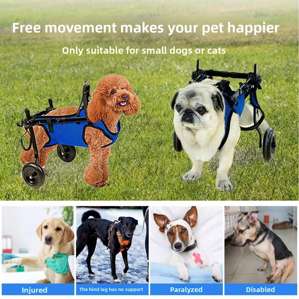 New Disabled Dog Wheelchair Cart Adjustable Pet Mobility Aids with Wheels Pet Cat Dog Rehabilitation Walking Mobility Aid Troll