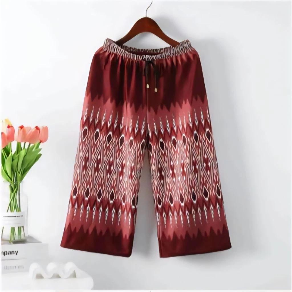 Long Loose Leg Elephant Pants Adjustable Elastic Waistband Strap Women Men Unisex Print Thailand Casual Streetwear Beach Summer Bohemian Retro Vintage