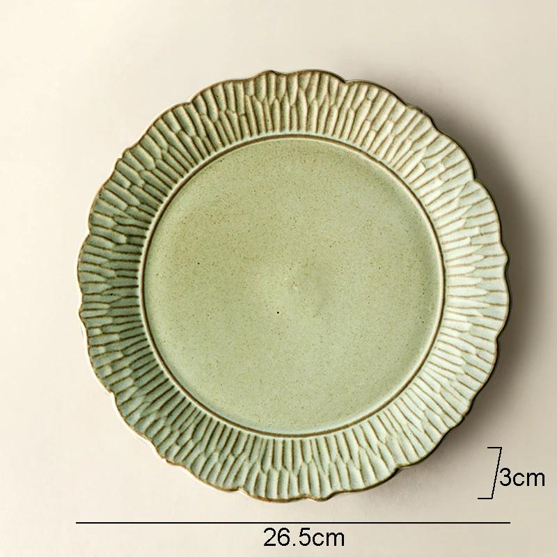 Retro Relief Ceramic Dinner Plate Restaurant Steak Plate Dessert Pasta Plates Fish Plate Molecular Cuisine Specialty Tableware