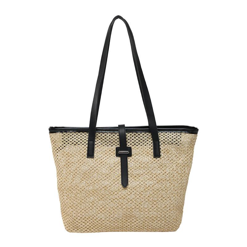 Korean version of the new product niche design Mori hollow straw woven tote bag large capacity casual versatile single shoulder mother and child bag w