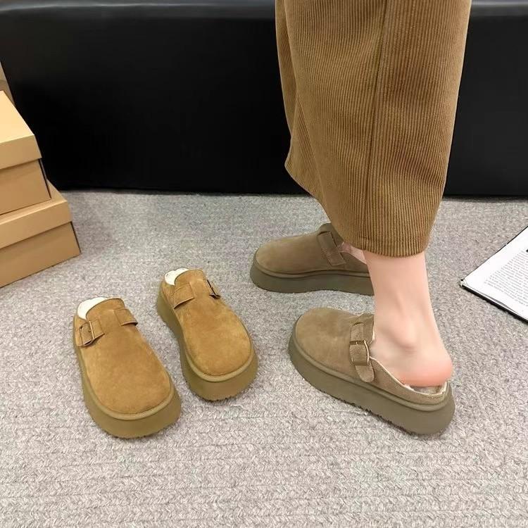 Fashion Thick-bottomed Lazy Bag Head Slippers Women's Autumn New Retro Thick-bottomed Non-slip Outer Wear Half Slippers
