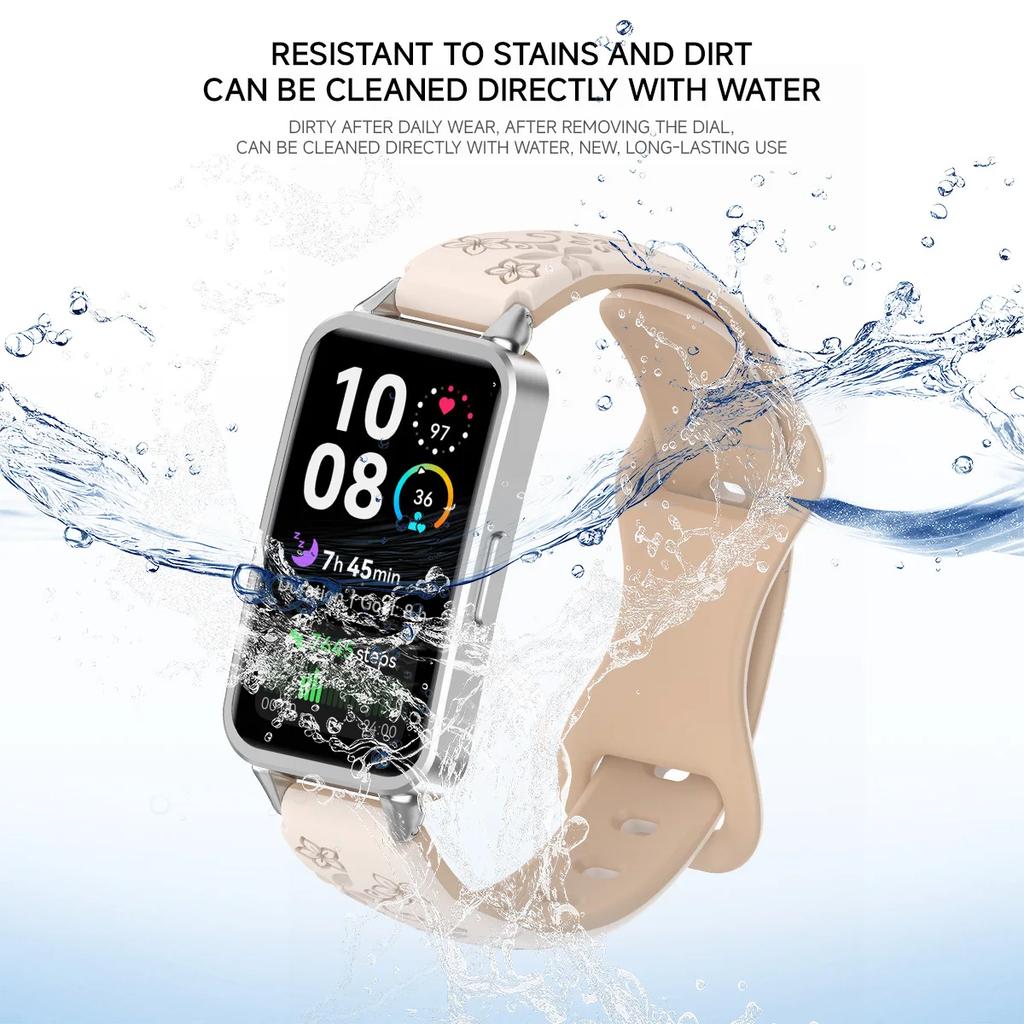 Women Silicone Flower 3D Engraved Strap for Huawei Band 10 9 8 Breathable Comfortable Bracelet Wristband for Huawei Fit4 Fit3 Fit2 Correa Accessories