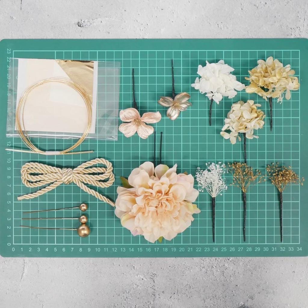 Lomeri Dahlia Hair Accessory Set D33 (Beige)