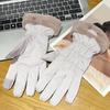 Warm Gloves Autumn and Winter Ladies Cute Cycling Electric Car Cold-proof Piled Thickened Windproof Cotton Gloves