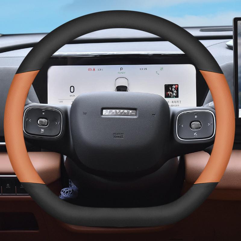 D Shape Anti-slip Leather Steering Wheel Covers Handlebar Cover All Seasons for HAVAL Xiaolong MAX Interior Accessories