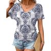 Dámské módní tričko s krátkým rukávem a výstřihem do V s 3D potiskem, letní pohodlné sportovní topy