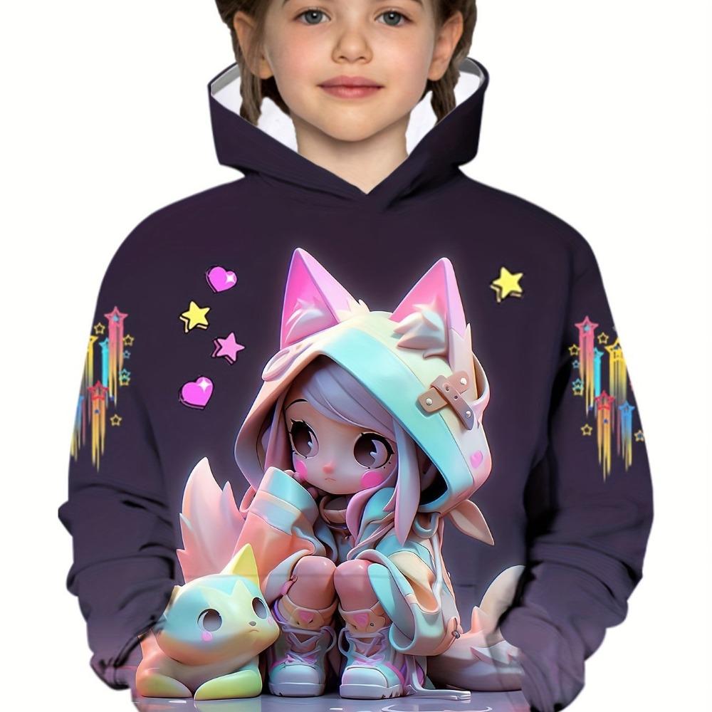 Kids Clothes Girl Hoodies Long Sleeve Cartoon Comic Girl Print Autumn Children Clothes Girl Kawaii Girl Tops Children's Clothing