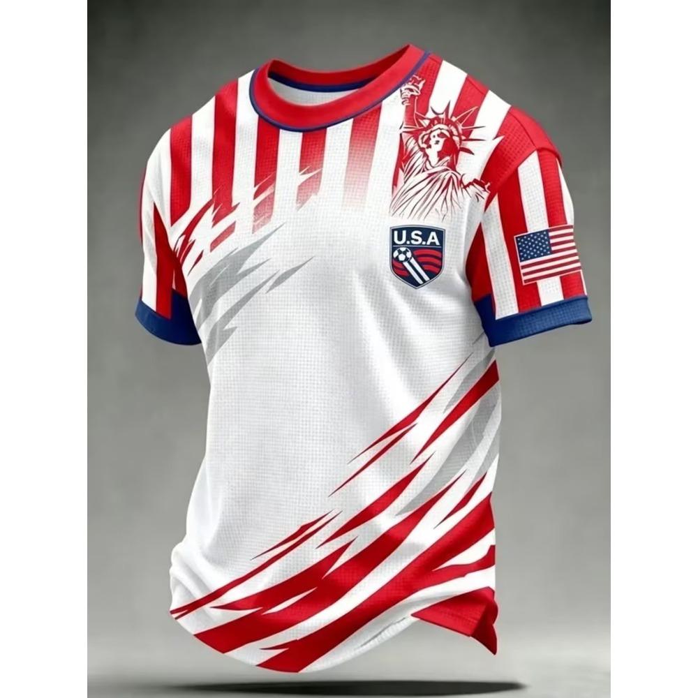 Print Design - No Texture, Stylish Casual Sportswear USA Patriotic Pattern, Football Jerseys