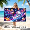 Astronaut Space Theme Quick Dry Beach Towel Custom Name Text Print Large Sand Resistant Towel Beach Vacation