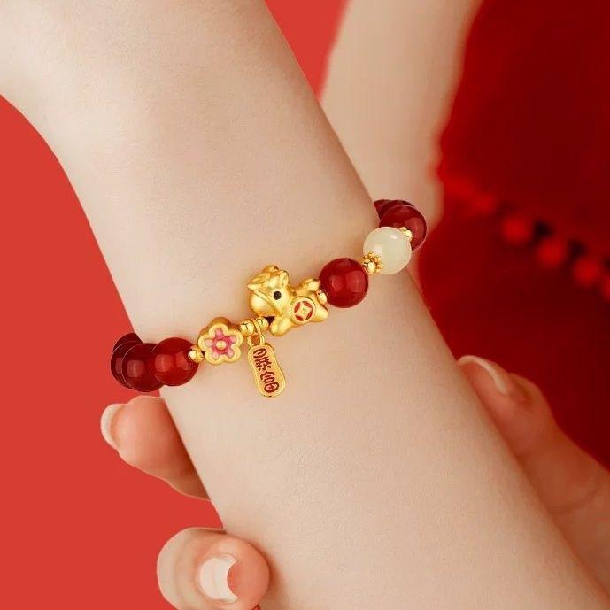 

Cute Cartoon Horse Bracelet Beaded Women Bracelet Jewelry Carved Character Wishes For Friends Gift