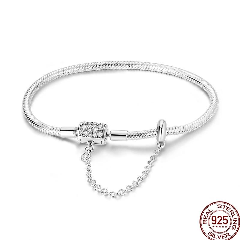 925 Sterling Silver 17-20CM Original Bracelets Heart Moon Sun Clasp Bead Charm Bracelet Fit DIY Charms Beads for Women Jewelrys