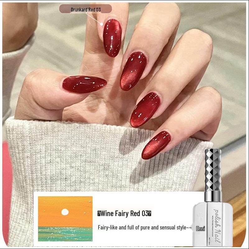 

Гель-лак для ногтей Enni s Wine Fairy Cat Eye: 2025 Осень/Зима Зеркально-вишнево-красное издание