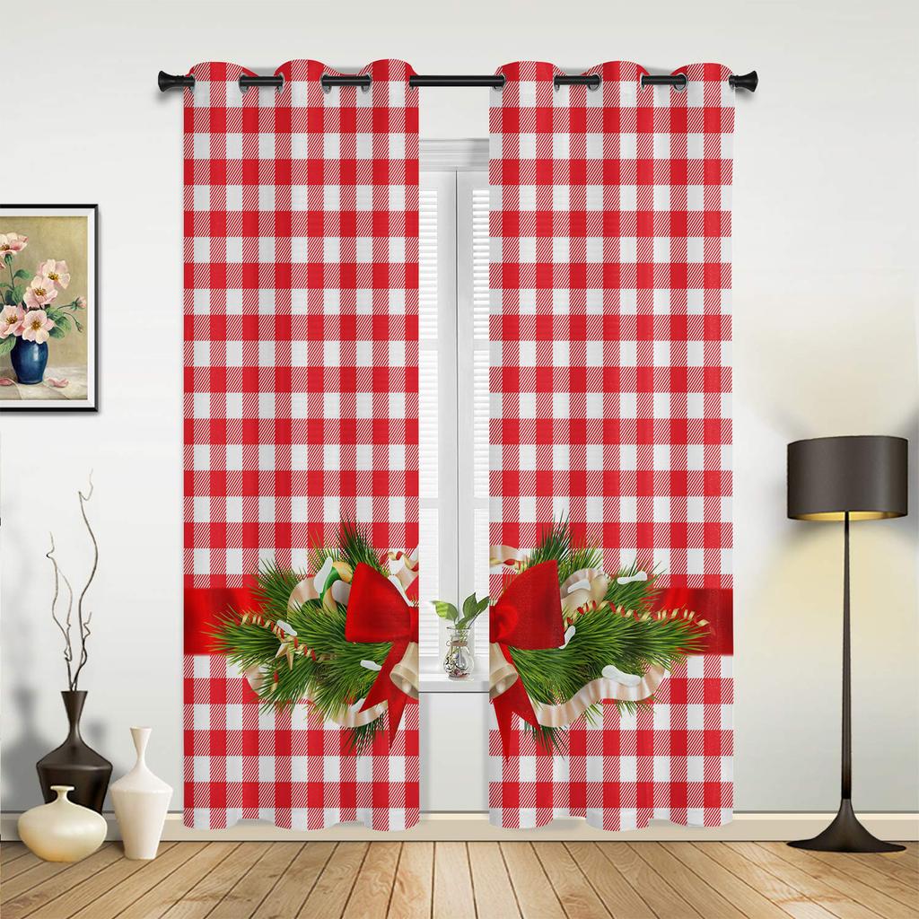 Navy Blue Lattice Idyllic Style Plaid Curtains for Bedroom Living Room Drapes Kitchen Kid's Room Window Curtain Home Decor
