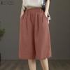 ZANZEA Women Casual Summer Elastic Waist Loose Short Pants