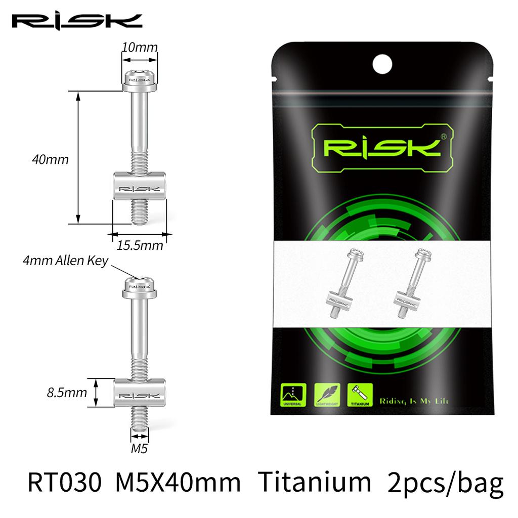 Risk 2pcs Bike Seatpost Fixing Bolt Titanium Alloy M5x30mm M5x40mm Bicycle Seat Tube Screw Saddle Fixed Bolts Screw Parts