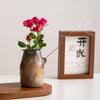 Vintage-Keramikvase in unregelmäßiger Steinform, Hydrokultur-Blumentopf für Trocken- und Frischblumen, kreative Schreibtischdekoration