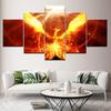 Canvas Painting Fantasy Art Fire Phoenix 5 Pieces Wall Art Painting Modular Wallpapers Poster Print for Living Room Home Decor
