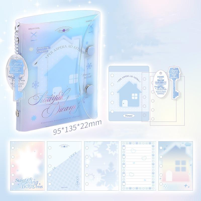 

Милый шикарный блокнот для вырезок с подвеской, милый бант-бабочка, блокнот с лентой, красочные страницы, дневник, школьные принадлежности синий