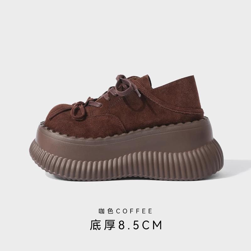 

Маффин с большой головой, маленький человек на платформе, коричневые одинарные туфли, новая ретро-платформа, маленькие кожаные туфли, женские Maillard 39 коричневый