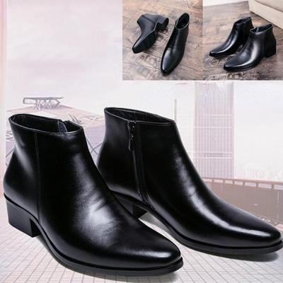 Hög kvalitet Stövlar Herr Plus Size Läder Stövlar Dragkedja Ankel Boots för män