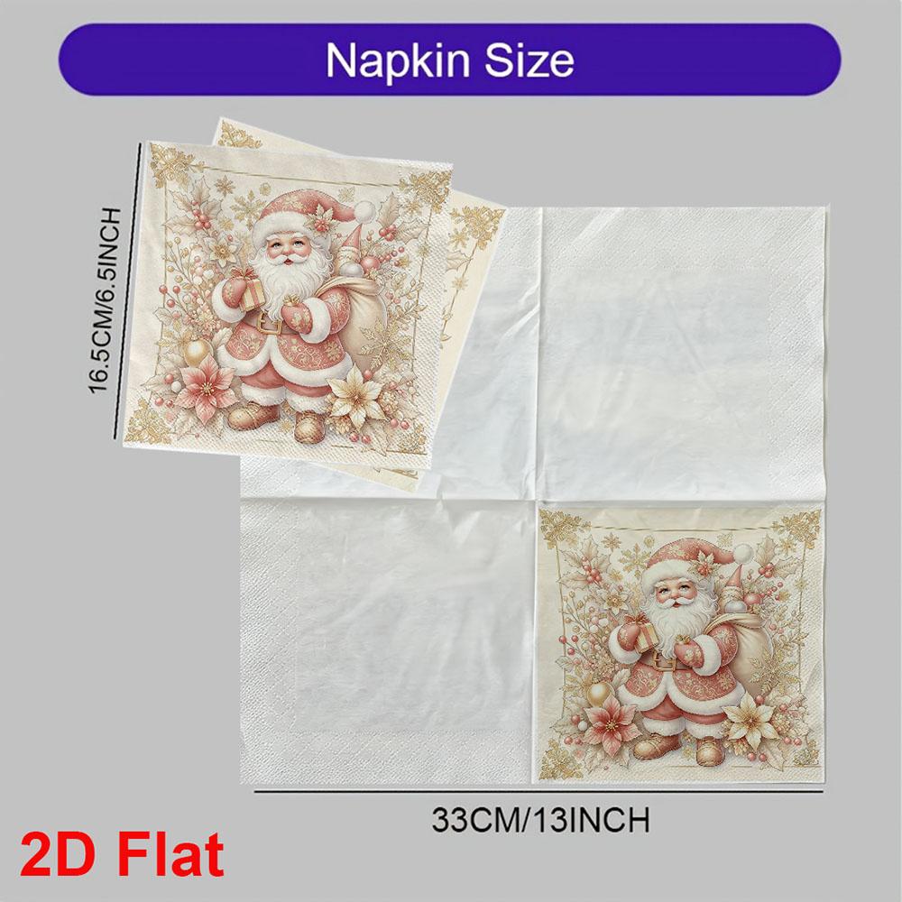 20pcs Disposable Napkins with Santa Claus Pattern Print for Wedding,Parties,and Daily Use for Thanksgiving Fall Christmas Table Decoration