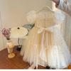 Dress Girls Princess Birthday Party Bow Summer Skirt Baby Girl's Bubble Sleeve Mesh Sequin Sweet Cute