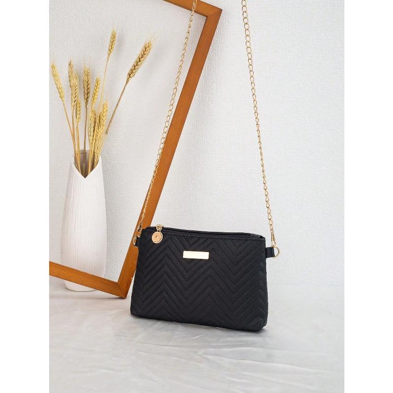 Ladies' New Fashionable Wave Embossed Chain Crossbody Bag, Shoulder Bag, Handbag, Envelope Bag