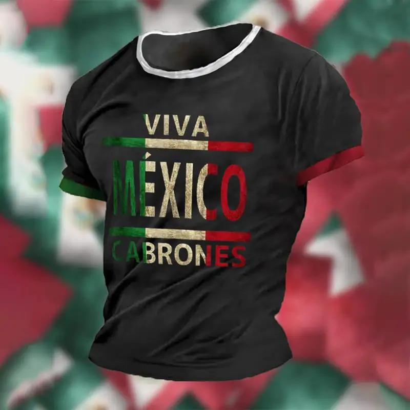 Mexico T Shirt For Men Fashion 3D Eagle National Flag Print Pattern Short Sleeve Oversized T-shirt Leisure O-neck Tee Streetwear