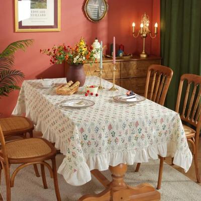 Fringe Edge French Printed Tablecloth Pleated Edging Rectangular Tabletop Cover Hotel Decoration Tablecloth Background Cloth
