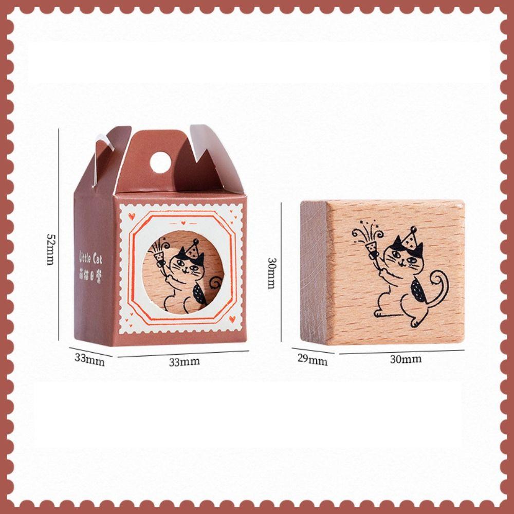 Cute Wooden Rubber Stamps Journal Decoration Stamps  For DIY Card Photo Album Diary Decor