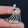 Natural Seven Chakra Gemstone Pendant, 925 Sterling Silver, Handmade Gemstone Pendant Jewerly Gift For Valentine's Day