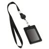 PU Leather Vertical ID Badge Card Holder with Lanyard for Work Place Work Card Access Holder Employee Chest Card