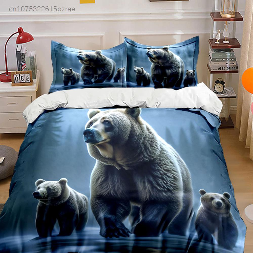 Bear Family Figurine Set Multiple Sizes Kid's And Adults' Bedroom Exquisite 3PC Bedding Set, Gift